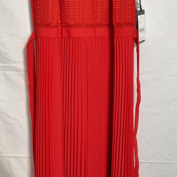 WORTH CHERRY RED PLEATED TO THE FLOOR DRESS NWT WOMEN'S SIZE 12 - Picture 6 of 14